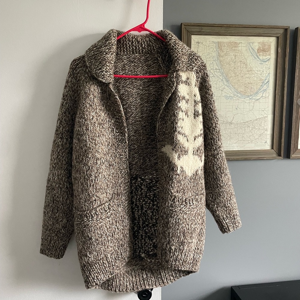 Hand knit wool cardigan